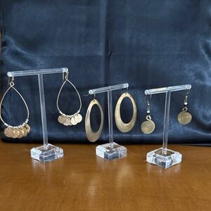 Bronze Tone Dangle Earring Bundle 3 pair